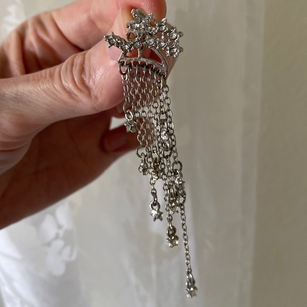 Sparkle Stars Dangle Front Back Earrings - Picture 2 of 6